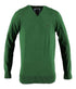 Pull col V uni de couleur verte